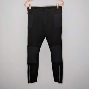 Athleta Black Trailsetter Motion Ankle Zip Ponte Moto Pants With Pockets Size 6